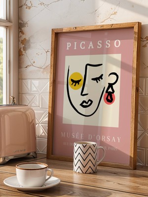 Fuart.Co Picasso Kırmızı Küpe Picasso Sanatı Poster Dijital Baskı Poster (Çerçevesiz) Psfu