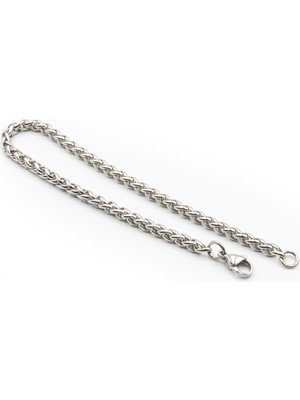 Sose Moda Erkek Tilki Kuyruğu Çelik Zincir Bileklik – Gümüş Renk Klasik ve Güçlü Tasarım