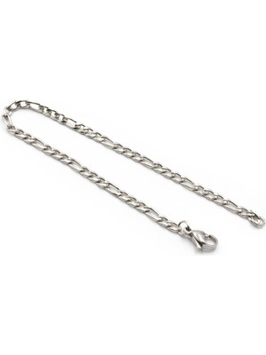 Sose Moda Figaro Model Ince Erkek Çelik Bileklik – Gümüş Renk 3 mm Klasik Zincir Tasarım