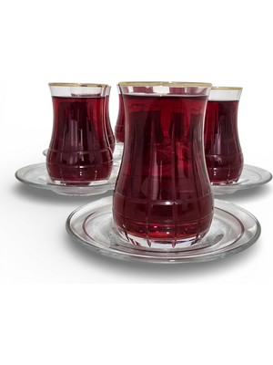Sudedi Home Altın Yaldızlı Cam Çay Bardağı Seti 6’lı – Elde Kesme Butik Seri