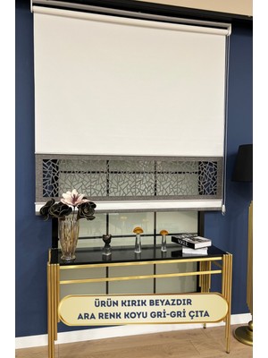 Volper Mekanik LZR130 Yeni Çift Renk Lazer Kesim Stor Beyaz Renk (Gri Çıtalı)