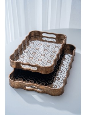 Acar Lior Poliüretan Lüx 2 Li Aynalı Tepsi 45 cm x 39 cm