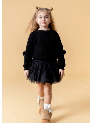 Nilay Triko Ponponlu Kazak & Tül Etek Kız Çocuk Takımı