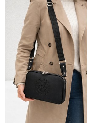 Just Polo Kadın Siyah 5 Bölmeli Omuz ve Çapraz Askılı ÇANTASI-JP6000