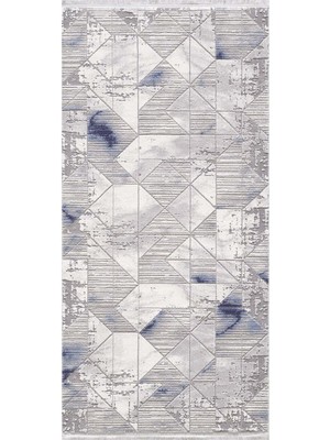 Halı Sepeti Artemis Halı Samoa 02382A Lacivert Gri Çizgili Halı Yumuşak Dokulu Koridor Mutfak Yatak Odası Halısı