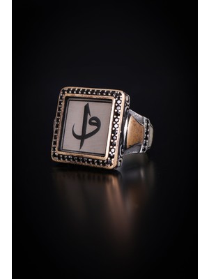 Encili Silver 925 Ayar Gümüş Özel Tasarım Elif Vav Model Erkek Yüzük