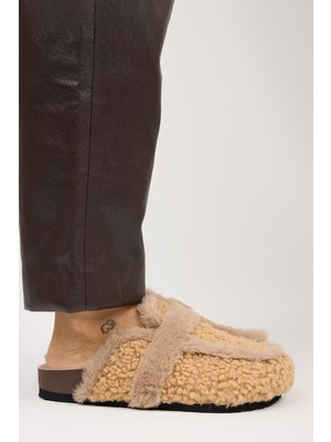 Manijero Pelini Kadın Teddy Düz Terlik Karamel Terlik