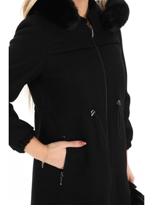 Esin Giyim Beli Lastikli Kaşe Kaban