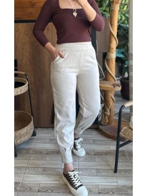 Leilaa Paçası Pensli Süet Pantolon