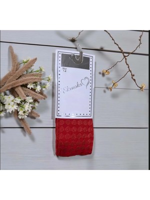 Ekinoks Desenli Dikişsiz Filoş Kız Çocuk Külotlu Çorap - RYZEÇ011 - Kırmızı - 3 - 4 Yaş Kırmızı