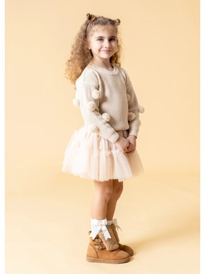 Nilay Triko Ponponlu Kazak & Tül Etek Kız Çocuk Takımı