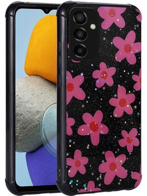 StilStoreTr Galaxy M23 Kılıf Simli Desenli Kamera Korumalı Parlak Stsr Popy Kapak-Çiçek