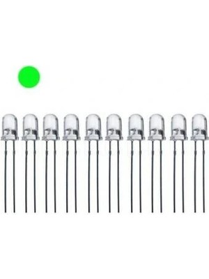 Voltaj 5mm Şeffaf Yeşil LED Paketi - 10 Adet