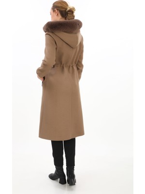 Esin Giyim Beli Lastikli Kaşe Kaban