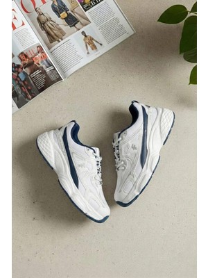 Ayakkabı Fuarı Elit YSFLT329 Kadın Klasik Sneaker Beyaz - Lacivert