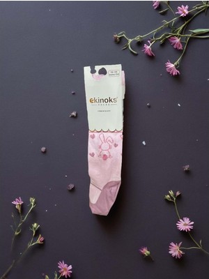Ekinoks Tavşanlı Dikişsiz Koton Kız Çocuk Külotlu Çorap - RYZEÇ015 - Pembe - 1 - 2  Yaş Pembe