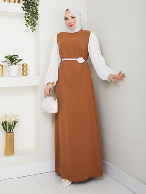 Hiramir Gül Kemerli Kolları Şifon Abiye Elbise YZ2502