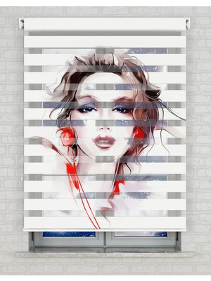 BRIGHTCOVER Illustrasyon Bayan Baskılı Zebra Perde - Gece Gündüz - Genç Odası Perdesi | Kokusuz Mürekkeple Basılmış  Zebra Perdeler ile Sende Tarzını Yansıt! | 1 Dakikada Pratik Montaj