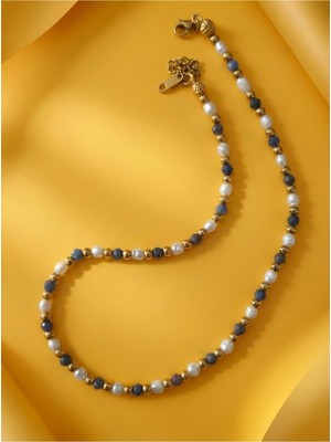 CAPO By Aytaç Yamaç Ham Safir Taşlı Inci Kolye Erkek Inci Kolye Unisex Inci Kolye