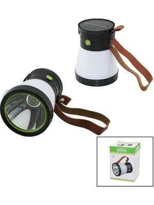 Go İthalat 2in 15W+360°SMDEL Feneri Solar- USB Şarj Powerbank 500LM Işık Ayarı Flaşör Suni Deri Kulp PT-8151 (5440)