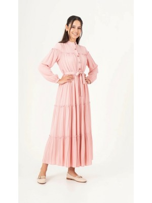 Pantulux Kız Çocuk Uzun Maksi Tesettür Elbise-Astarlı-Rahat Dökümlü ve Bol KESIM-ELB-2049-4979