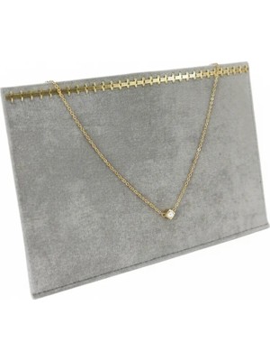 Megass Dekor Süet Kumaş Gri Renk 34/24 cm Enine Tırnaklı Ayaklı Tesbih-Bileklik-Kolye-Zincir Sergileme Standı