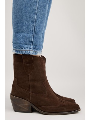 Manijero Ellinor Kadın Hakiki Deri Western Kahve Bot