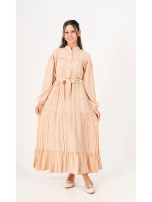 Pantulux Kız Çocuk Uzun Maksi Tesettür Elbise-Astarlı-Rahat Dökümlü ve Bol KESIM-ELB-2049-4979