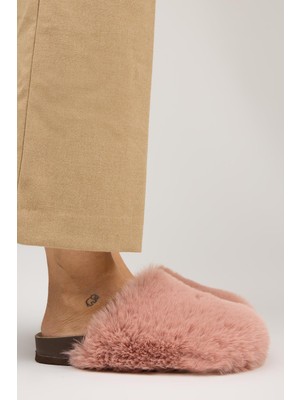 Manijero Gaye Kadın Peluş Düz Pudra Terlik