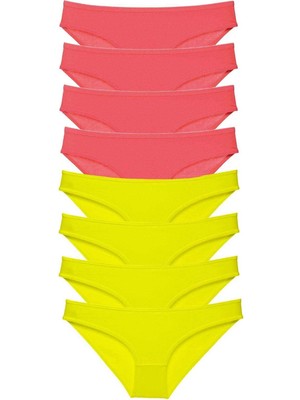 Çamaşır Kenti 8 Adet Süper Eko Set Likralı Kadın Slip Külot Sarı Fuşya