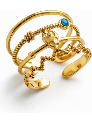 Venüs Design Çelik Turkuaz Taşlı Yüzük (Ayarlanabilirdir)