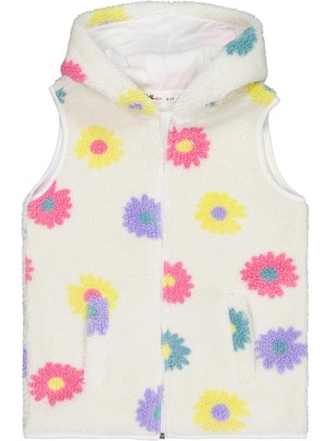 Civil Girls Çiçek Desenli 6-9 Yaş Yelek - Ekru 6-7 Yaş