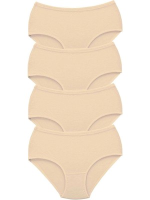 Çamaşır Kenti 4 Adet Tutku Kadın Yüksek Bel Bato Kalın Lastik Külot Ten