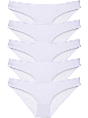 Çamaşır Kenti 5 Adet Süper Eko Set Likralı Kadın Slip Külot Beyaz