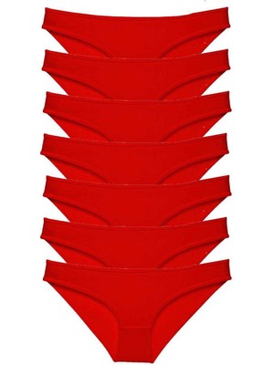 Çamaşır Kenti 7 Adet Süper Eko Set Likralı Kadın Slip Külot Kırmızı