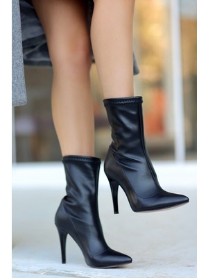 Zerenyus Veratti Premium Siyah Topuklu Streç Bot