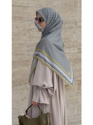 Qalortex Scarf Monogram Desen B.boy  Eşarp-Yağ Yeşil