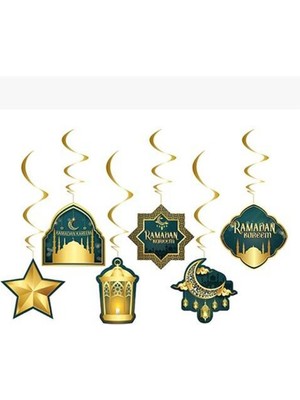 Pandoli Ramazan Temalı Karton Malzeme Ramadan Kareem Yazılı Tavan Süsü 6 Parça