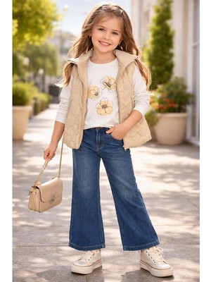 Gültekin Bebe Miss Elitte Kelebek Baskılı Yelekli 3 Lü Takım 6-9 YAŞ-1005960 - Bej