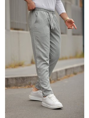 ModaSize Erkek Beli Bağcıklı Çizgili Pantolon