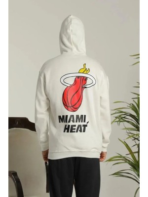 ModaSize Erkek Oversize Üç Iplik Kapüşonlu Sweatshirt –sırt ve Ön Baskılı, Kanguru Cepli, Rahat Kalıp Maskot Desenli Model - Siyah Beyaz