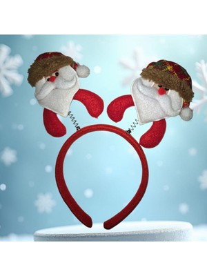 Pandoli Yaylı Sallanan Peluş Noel Baba Şekilli Yılbaşı Tacı Noel Taç 1 Adet