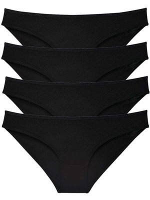 Çamaşır Kenti 4 Adet Süper Eko Set Likralı Kadın Slip Külot Siyah