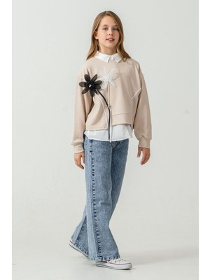 Miniğimin Cicileri Minigimin Cicileri 3 D Çiçek Detaylı 3 Lü Kız Çocuk Takım - Bej