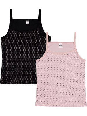 Civil Girls Gülkurusu-Siyah  2-10 Yaş Kız Çocuk 2'li Atlet - Standart 10-11 Yaş