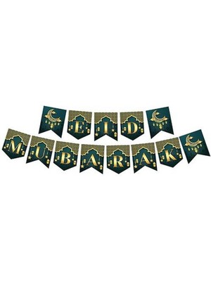 Pandoli 1,90 mt Ramazan Temalı Eid Mubarak Yazılı Kağıt Banner Asma Süsü