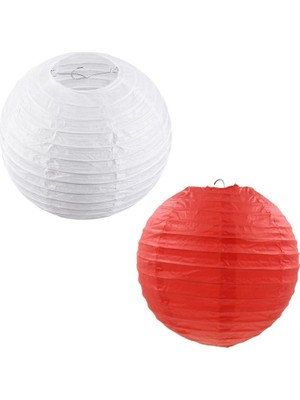Pandoli Çin Feneri Asma Süs Kırmızı Beyaz Renk 2 Adet 35 cm Hallow Gösteri
