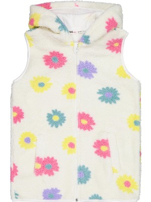 Civil Girls Çiçek Desenli 10-13 Yaş Yelek - Ekru 12-13 Yaş