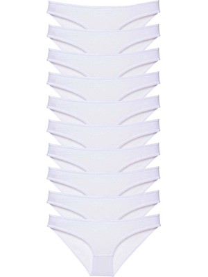 Çamaşır Kenti 10 Adet Süper Eko Set Likralı Kadın Slip Külot Beyaz
