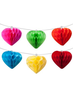 Pandoli Karışık Renk 6 Adet 10 cm Petek Dekor Asma Süs 2,2 mt Retro